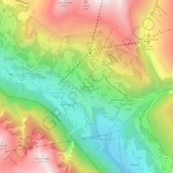 Mappa topografica Untertauern, altitudine, rilievo