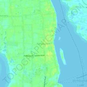 Mappa topografica Pallippuram, altitudine, rilievo