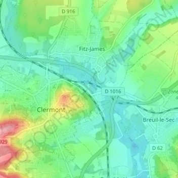 Mappa topografica Pont-de-Pierre, altitudine, rilievo