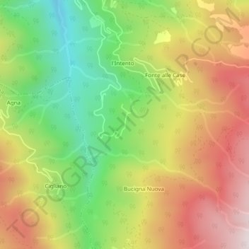 Mappa topografica Vierle, altitudine, rilievo