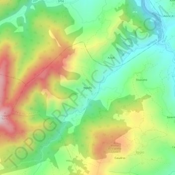 Mappa topografica Rigollo, altitudine, rilievo