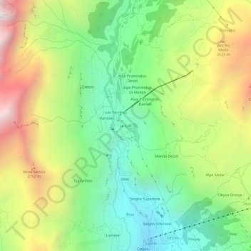 Mappa topografica Le Crêt, altitudine, rilievo