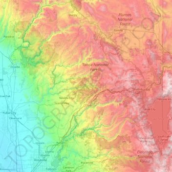 Mappa topografica Nevada, altitudine, rilievo