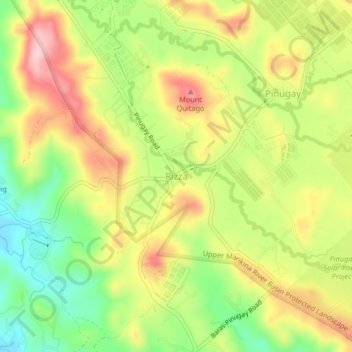 Mappa topografica Rizza, altitudine, rilievo