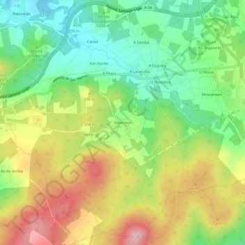 Mappa topografica Vilamaior, altitudine, rilievo