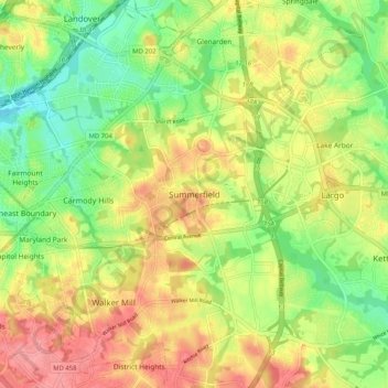 Mappa topografica Summerfield, altitudine, rilievo