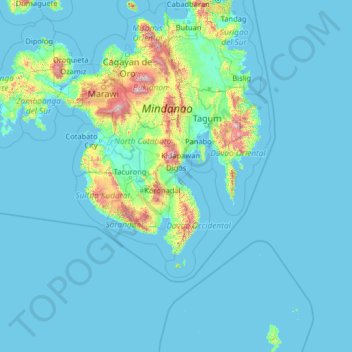 Mappa topografica Davao del Sur, altitudine, rilievo