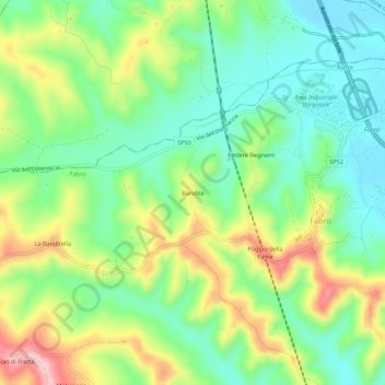 Mappa topografica Bandita, altitudine, rilievo