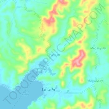 Mappa topografica Pandan, altitudine, rilievo