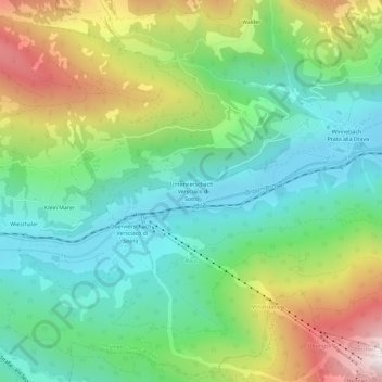 Mappa topografica Untervierschach, altitudine, rilievo