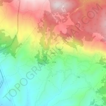 Mappa topografica Pedali, altitudine, rilievo