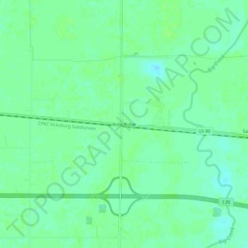 Mappa topografica Holly Ridge, altitudine, rilievo