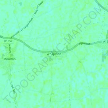 Mappa topografica Whaplode, altitudine, rilievo