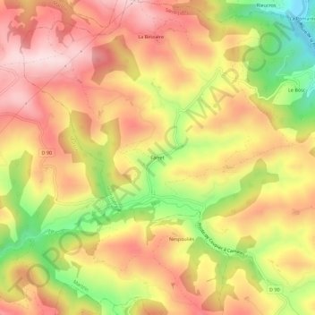 Mappa topografica Farret, altitudine, rilievo