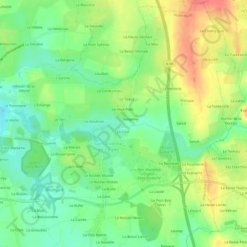 Mappa topografica Le Pont, altitudine, rilievo