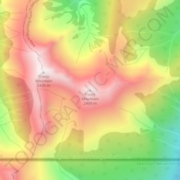 Mappa topografica Frosty Mountain, altitudine, rilievo