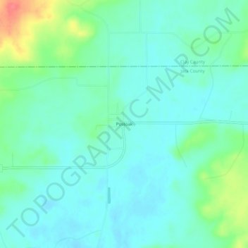 Mappa topografica Postoak, altitudine, rilievo