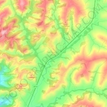 Mappa topografica San Giovanni d'Asso, altitudine, rilievo
