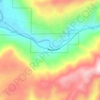 Mappa topografica Darlingtonia, altitudine, rilievo