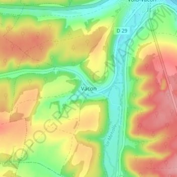Mappa topografica Vacon, altitudine, rilievo