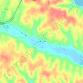 Mappa topografica Fritters Corner, altitudine, rilievo