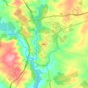 Mappa topografica Vilalba, altitudine, rilievo