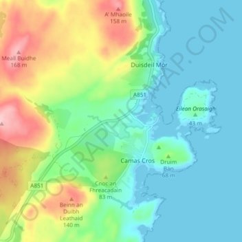 Mappa topografica Duisdalebeg, altitudine, rilievo