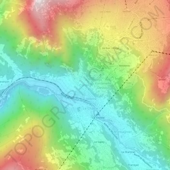 Mappa topografica Cotterg, altitudine, rilievo