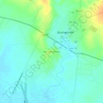 Mappa topografica Fort Clark Springs, altitudine, rilievo