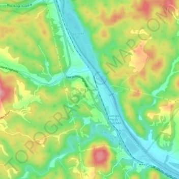 Mappa topografica Big Island, altitudine, rilievo