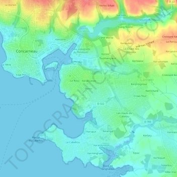 Mappa topografica Pontic, altitudine, rilievo
