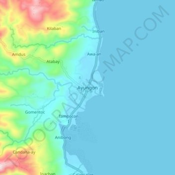 Mappa topografica Ayungon, altitudine, rilievo