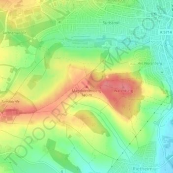 Mappa topografica Magdalenenberg, altitudine, rilievo