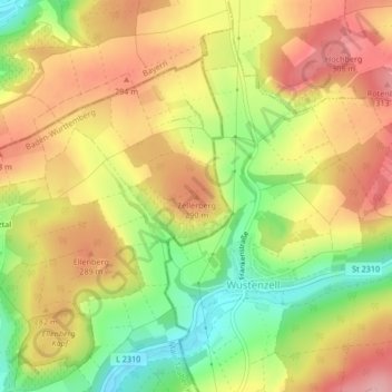 Mappa topografica Zellerberg, altitudine, rilievo