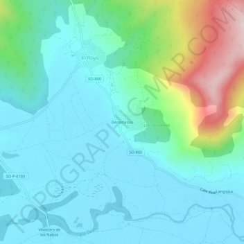 Mappa topografica Derroñadas, altitudine, rilievo