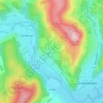 Mappa topografica Glenormiston, altitudine, rilievo