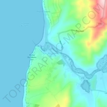 Mappa topografica Bucalemu, altitudine, rilievo