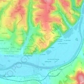 Mappa topografica La Geneste, altitudine, rilievo