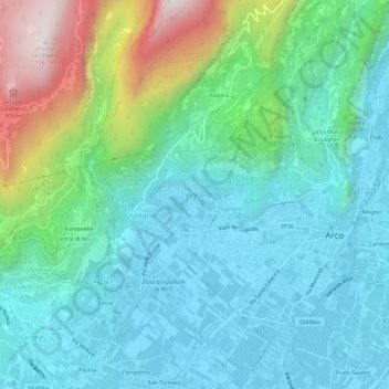 Mappa topografica Vigne, altitudine, rilievo