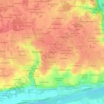 Mappa topografica Clos Poulet, altitudine, rilievo