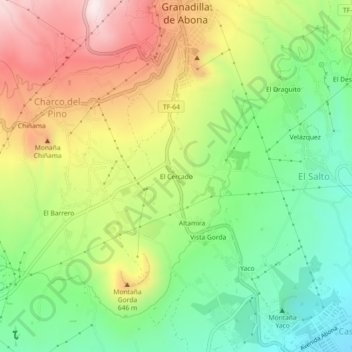 Mappa topografica El Cercado, altitudine, rilievo