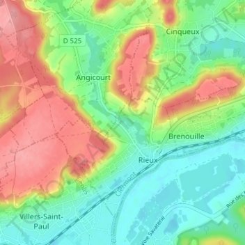 Mappa topografica Cafosse, altitudine, rilievo