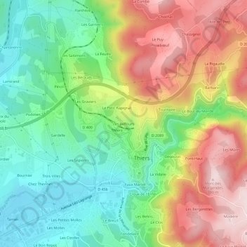Mappa topografica Les Jaiffours, altitudine, rilievo