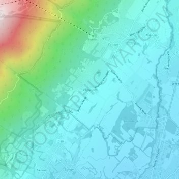 Mappa topografica Villeneuve, altitudine, rilievo