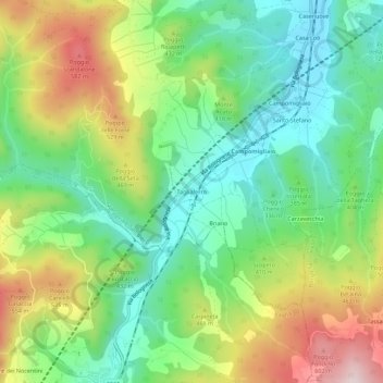 Mappa topografica Tagliaferro, altitudine, rilievo