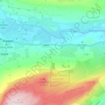 Mappa topografica Burtersett, altitudine, rilievo
