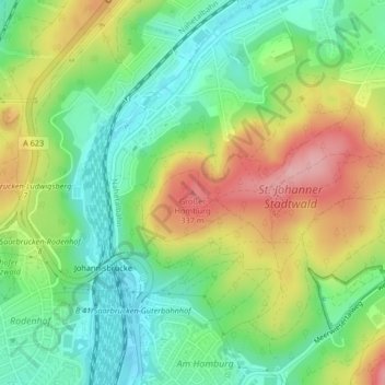 Mappa topografica Großer Homburg, altitudine, rilievo