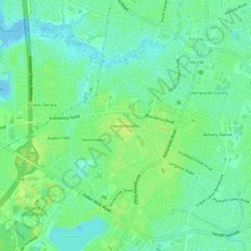 Mappa topografica Haven Heights, altitudine, rilievo