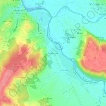 Mappa topografica Les Varennes, altitudine, rilievo