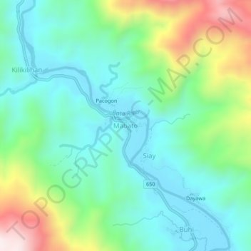 Mappa topografica Mabato, altitudine, rilievo